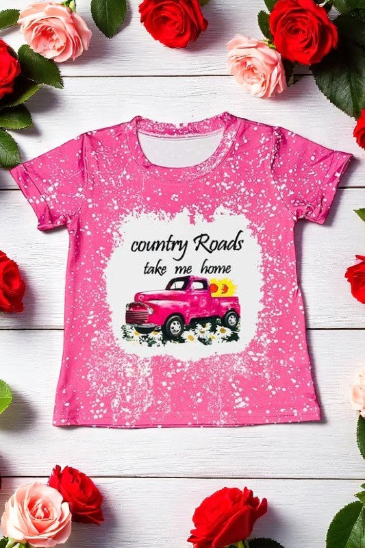 COUNTRY ROADS TAKE ME HOME Pink printed t-shirt DLH0923-06