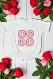 Wholesale baby clothes White w/light pink smiley faces baby bubble romper DLH1215-24