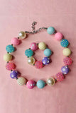 Wholesale kids necklace & bracelet sets online multi color bubble beads jewel sets 240306