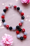 Kids necklace sets vendors red & Black bubble girls necklace & bracelet sets 240314