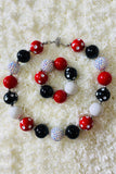 Kids necklace sets vendors red & Black bubble girls necklace & bracelet sets 240314