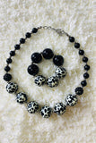 Kids accessroes suppliers Black & cow bubble girls necklace & bracelet sets 240317