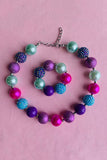 Kids necklace wholesale Multi color bubble girls necklace & bracelet sets 240318