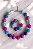 Kids necklace wholesale Multi color bubble girls necklace & bracelet sets 240318