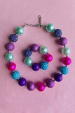 Kids necklace wholesale Multi color bubble girls necklace & bracelet sets 240318