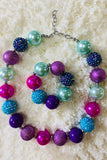 Kids necklace wholesale Multi color bubble girls necklace & bracelet sets 240318