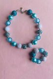 Kids necklace wholesale blue & White bubble girls necklace & bracelet sets 240319