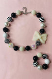 Girls necklace sets wholesale Black & White bubble girls necklace & bracelet sets 240320