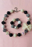 Girls necklace sets wholesale Black & White bubble girls necklace & bracelet sets 240320