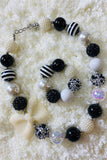 Girls necklace sets wholesale Black & White bubble girls necklace & bracelet sets 240320