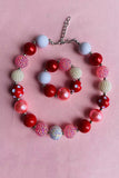 Children's jewel wholesale Multi color bubble girls necklace & bracelet sets 240324