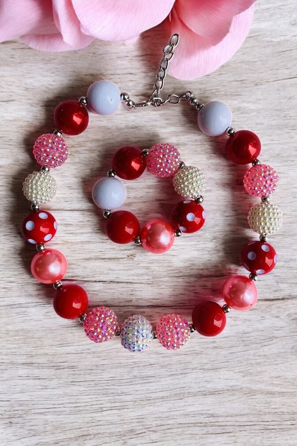 Children's jewel wholesale Multi color bubble girls necklace & bracelet sets 240324