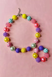 Kids jewel wholesale Multi color bubble girls necklace & bracelet sets 240327
