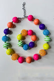 Kids boutique vendors Multi color bubble girls necklace & bracelet sets 240329
