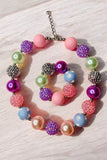 Children's jewel suppliers Multi color bubble girls necklace & bracelet sets 240330