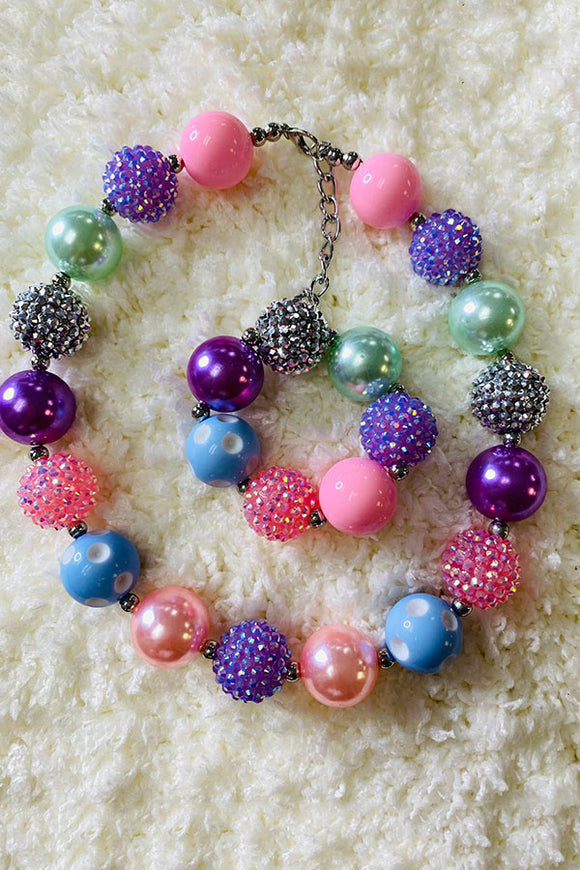 240330 Multi color bubble girls necklace & bracelet sets