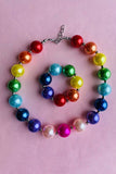 Kids necklace sets suppliers Multi color bubble girls necklace & bracelet sets 240334