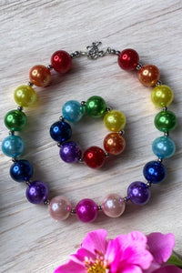 Kids necklace sets suppliers Multi color bubble girls necklace & bracelet sets 240334
