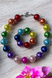 Kids necklace sets suppliers Multi color bubble girls necklace & bracelet sets 240334