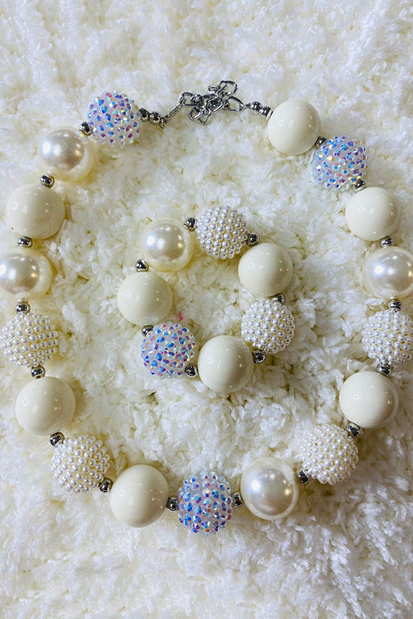 240345 Cream bubble girls necklace & bracelet sets