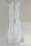White knit tight girls legging socks & cream hat & scarf 3pcs sets 240620M