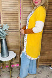 Western knitted waffle beige & leopard women's boutique cardigan BQ15572 BS10