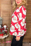 Christmas santa claus printed long sleeve women's boutique top XCH16677 HS2