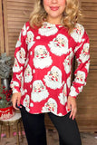 Christmas santa claus printed long sleeve women's boutique top XCH16677 HS2