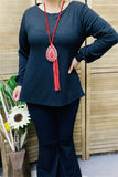 BQ15722-1 Wholesale Black long sleeve w/tighten cuff women tops