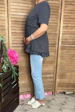 Western Solid color gery short sleeve women's boutique top BQ15554