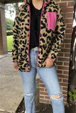 BQ15489 Black/beige leopard w/front pockets&fuchsia zipper long sleeve women coats/jackets wholesale