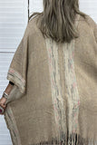 TTY11096 Coffee & multi color shawl w/tassels for women