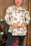 Western riding & cactus long sleeve women shirts XCH16760 DS4