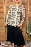 Western leopard & horseshoe sheer women boutique top Southern Stitch XCH17210 IS4