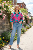 Western Chic turquoise floral women boutique top Southern Stitch GJQ16460(FS9)