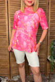 Luxury western pink sheer women boutique top Southern Stitch XCH17191 IS6