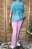 Western turquoise sheer women boutique top Southern Stitch XCH17024 IS6