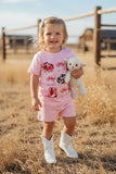 Western bow & hat & boots printed 2pc girls boutique set 250938M 8S1