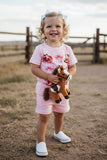 Western bow & hat & boots printed 2pc girls boutique set 250938M 8S1