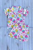 Strawberry prints short sleeve top & shorts 2pc girls pajamas set 251249M A1S10