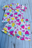 Strawberry prints short sleeve top & shorts 2pc girls pajamas set 251249M A1S10