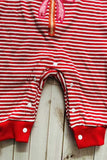 Red stripes knitted long sleeve hearts embroidery baby romper 251250M