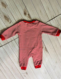 Red stripes knitted long sleeve hearts embroidery baby romper 251250M