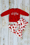Red valentines sweatshirt top & pant 2pc baby girls sets 251252M