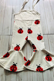 LOVE & ladybug embroidery knitted beige one piece girls jumpsuit 251254M
