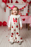 LOVE & ladybug embroidery knitted beige one piece girls jumpsuit 251254M