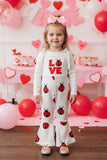 LOVE & ladybug embroidery knitted beige one piece girls jumpsuit 251254M