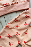 Red bow printed knitted long sleeve sweatshirt 2pc girls sets 251255M