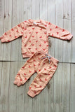Red bow printed knitted long sleeve sweatshirt 2pc girls sets 251255M
