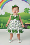 St. Patrick's dayfour-leaf clover printed infant baby girls dress 251258M